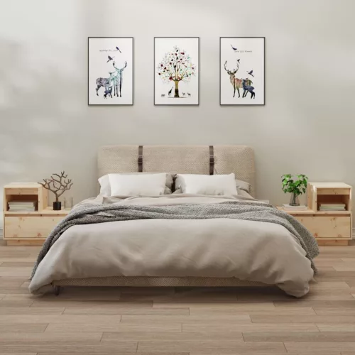 vidaXL 2 darab tömör fenyőfa éjjeliszekrény 60 x 34 x 51 cm