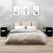   vidaXL 2 db fekete tömör fenyőfa éjjeliszekrény 60 x 34 x 51 cm