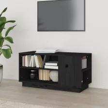   vidaXL fekete tömör fenyőfa TV-szekrény 80 x 35 x 40,5 cm