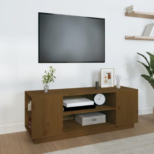 vidaXL mézbarna tömör fenyőfa TV-szekrény 110 x 35 x 40,5 cm