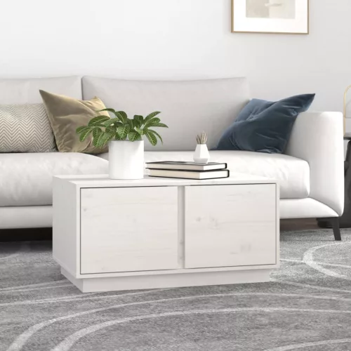 vidaXL fehér tömör fenyőfa dohányzóasztal 80 x 50 x 40 cm