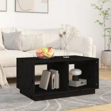   vidaXL fekete tömör fenyőfa dohányzóasztal 80 x 50 x 40 cm