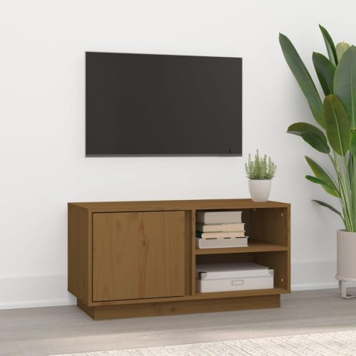 vidaXL mézbarna tömör fenyőfa TV-szekrény 80x35x40,5 cm