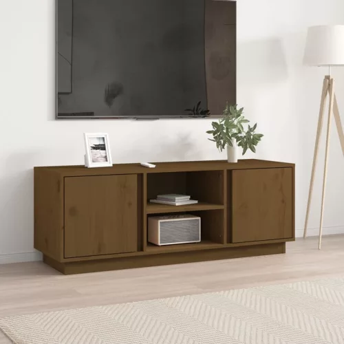 vidaXL mézbarna tömör fenyőfa TV-szekrény 110 x 35 x 40,5 cm