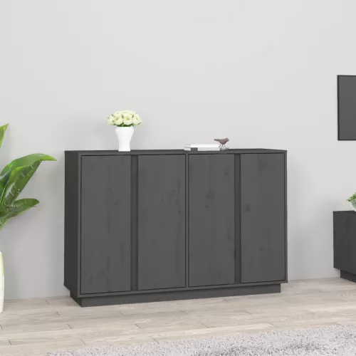 vidaXL szürke tömör fenyőfa tálalószekrény 120x35x80 cm