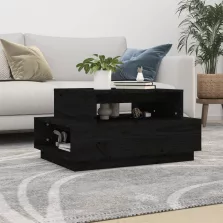   vidaXL fekete tömör fenyőfa dohányzóasztal 80x55x40,5 cm
