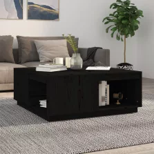   vidaXL fekete tömör fenyőfa dohányzóasztal 100 x 101 x 40,5 cm