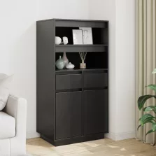 vidaXL fekete tömör fenyőfa magasszekrény 60x40x116,5 cm