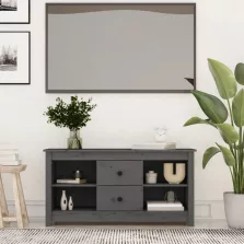   vidaXL szürke tömör fenyőfa TV-szekrény 103 x 36,5 x 52 cm
