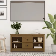   vidaXL mézbarna tömör fenyőfa TV-szekrény 103 x 36,5 x 52 cm