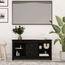   vidaXL fekete tömör fenyőfa TV-szekrény 103 x 36,5 x 52 cm
