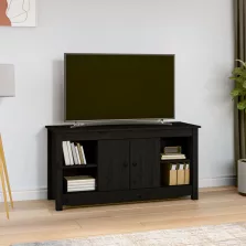   vidaXL fekete tömör fenyőfa TV-szekrény 103 x 36,5 x 52 cm