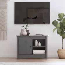   vidaXL szürke tömör fenyőfa TV-szekrény 70 x 36,5 x 52 cm