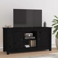   vidaXL fekete tömör fenyőfa TV-szekrény 103 x 36,5 x 52 cm