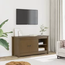   vidaXL mézbarna tömör fenyőfa TV-szekrény 103 x 36,5 x 52 cm