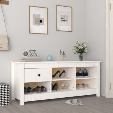   vidaXL fehér tömör fenyőfa cipősszekrény 110 x 38 x 45,5 cm
