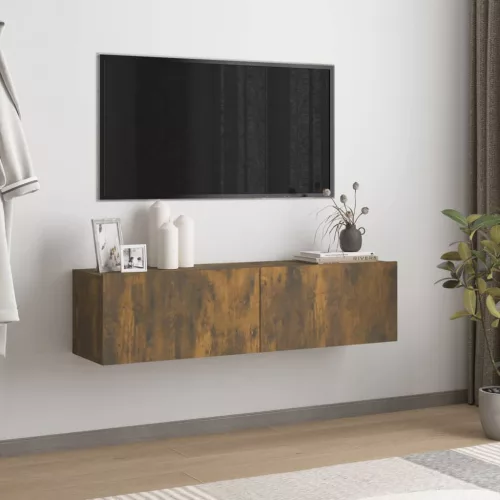vidaXL füstös tölgy színű szerelt fa fali TV-szekrény 120 x 30 x 30 cm
