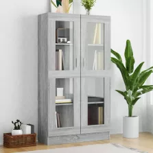   vidaXL szürke sonoma színű szerelt fa vitrinszekrény 82,5x30,5x150 cm