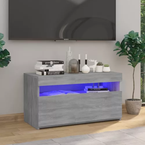 vidaXL szürke sonoma színű TV-szekrény LED-világítással 75x35x40 cm