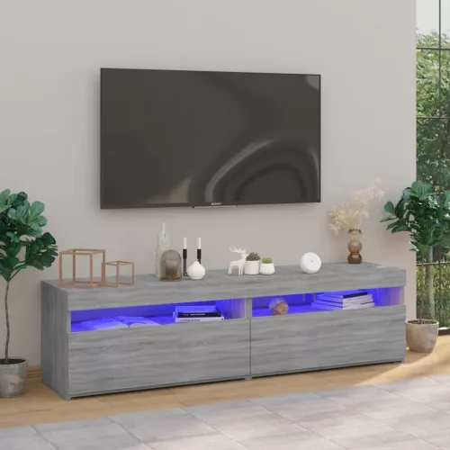 vidaXL 2 db füstös tölgy színű TV-szekrény LED-ekkel 75 x 35 x 40 cm