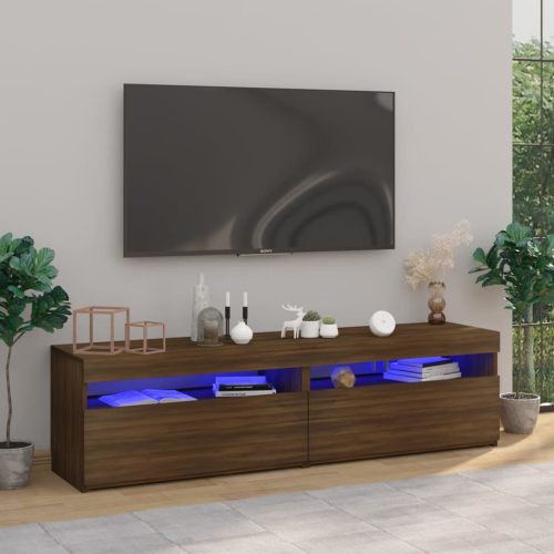 vidaXL 2 db barna tölgy színű TV-szekrény LED-világítással 75x35x40 cm