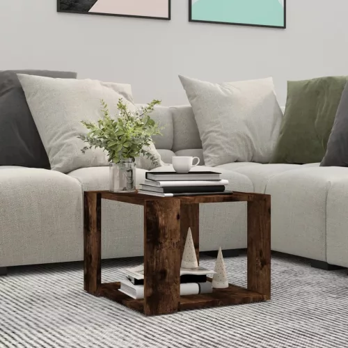 vidaXL füstös tölgy színű szerelt fa dohányzóasztal 40 x 40 x 30 cm