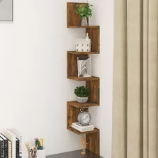   vidaXL füstös tölgy színű szerelt fa fali sarokpolc 20x20x127,5 cm