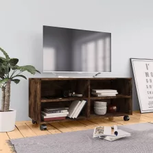   vidaXL füstös tölgy színű szerelt fa TV-szekrény görgőkkel 90x35x35 cm
