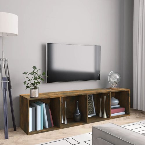 vidaXL füstös tölgy színű szerelt fa könyv-/TV-szekrény 143x30x36 cm