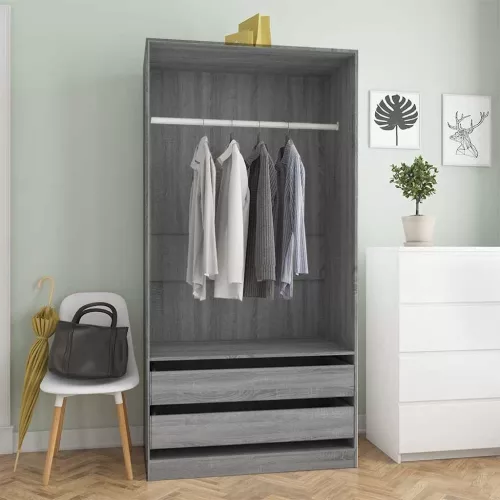 vidaXL szürke sonoma színű szerelt fa ruhásszekrény 100 x 50 x 200 cm