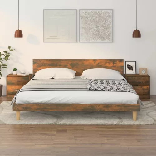 vidaXL 2 db füstös tölgy színű szerelt fa éjjeliszekrény 40x30x40 cm