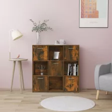   vidaXL füstös tölgyszínű szerelt fa könyvszekrény 90 x 30 x 90 cm