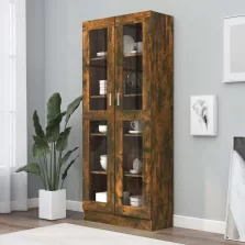   vidaXL füstös tölgyszínű szerelt fa vitrinszekrény 82,5x30,5x185,5 cm