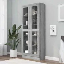   vidaXL szürke sonoma szerelt fa vitrinszekrény 82,5x30,5x185 cm