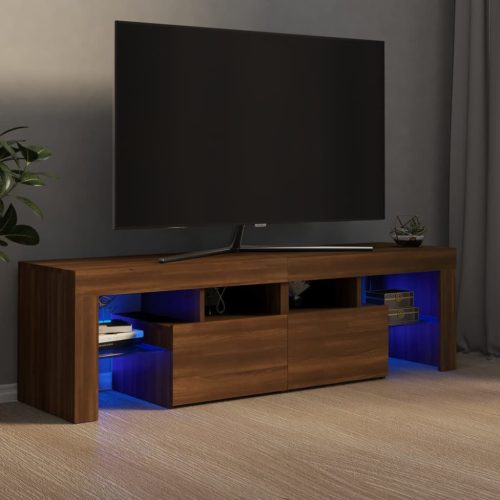 vidaXL barna tölgyszínű TV-szekrény LED-lámpákkal 140 x 36,5 x 40 cm