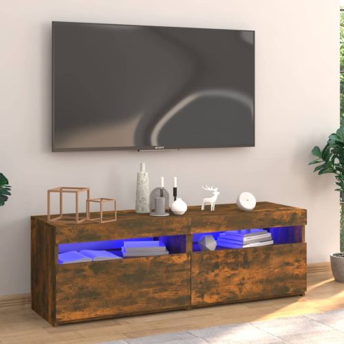 vidaXL füstös tölgyszínű TV-szekrény LED-világítással 120 x 35 x 40 cm