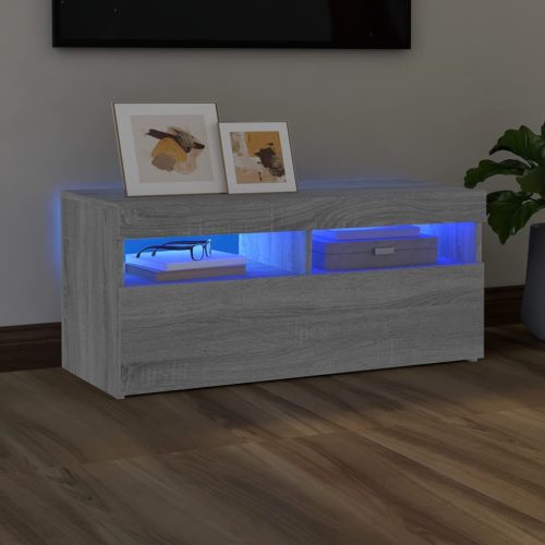 vidaXL szürke sonoma színű TV-szekrény LED-világítással 90x35x40 cm