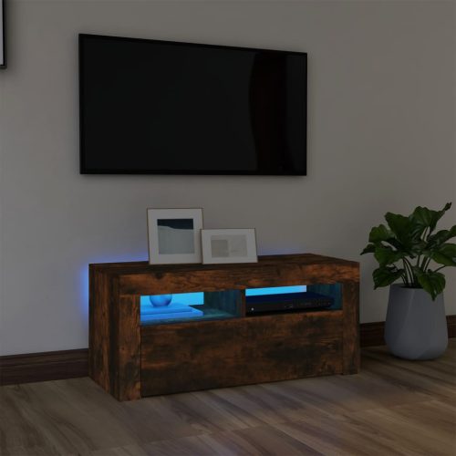 vidaXL füstös tölgyszínű TV-szekrény LED-világítással 90 x 35 x 40 cm