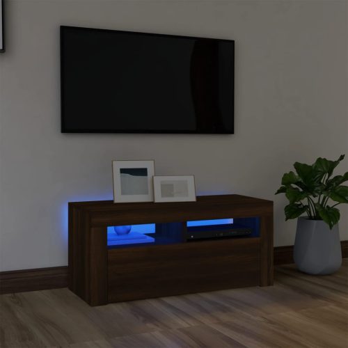 vidaXL barna tölgyszínű TV-szekrény LED-világítással 90 x 35 x 40 cm