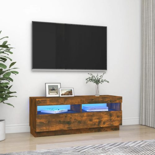 vidaXL füstös tölgyszínű TV-szekrény LED-világítással 100 x 35 x 40 cm