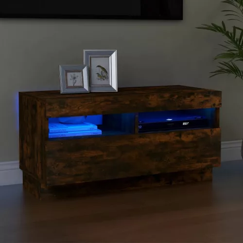 vidaXL füstös tölgy színű TV-szekrény LED-világítással 80 x 35 x 40 cm