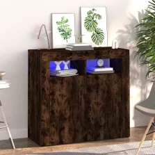   vidaXL füstös tölgy színű tálalószekrény LED-ekkel 80 x 35 x 75 cm