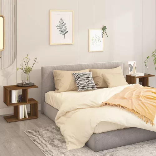 vidaXL 2 db barna tölgy színű szerelt fa éjjeliszekrény 50x30x51,5 cm