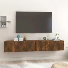   vidaXL 3 db füstös tölgy színű fa függő TV-szekrény 60 x 30 x 30 cm