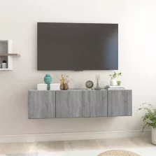   vidaXL 2 db füstös tölgy szerelt fa függő TV-szekrény 60 x 30 x 30 cm