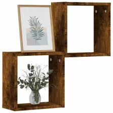   vidaXL 2 db füstös tölgy színű fali kockapolc 30 x 15 x 30 cm