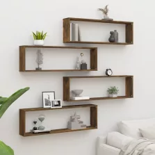   vidaXL 4 db füstös tölgy színű szerelt fa fali kockapolc 100x15x30 cm
