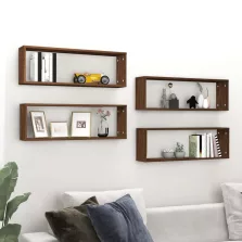  vidaXL 4 db barna tölgyszínű szerelt fa fali kockapolc 80x15x26,5 cm