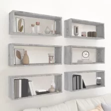   vidaXL 6 db szürke sonoma színű szerelt fa fali kockapolc 60x15x23 cm