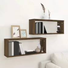   vidaXL 2 db barna tölgy színű szerelt fa fali kockapolc 60x15x23 cm